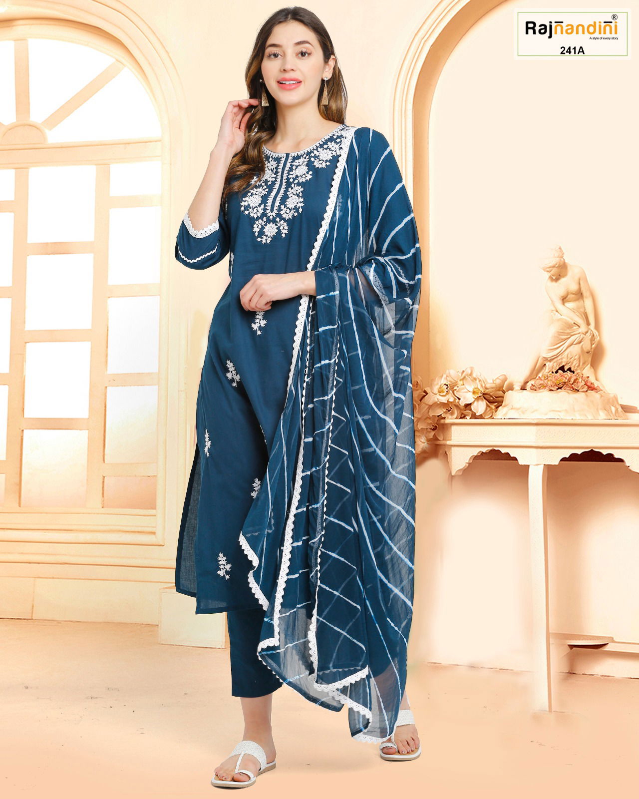 Simona By Rajnandini Cambric Cotton Kurti With Bottom Dupatta